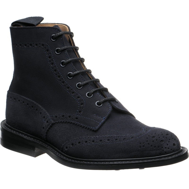 Product image for Trickers Stow (Rubber) mens rubber-soled brogue boots in navy ox reversed