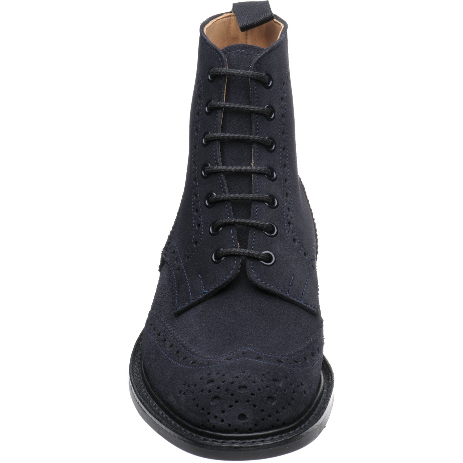 Product image for Trickers Stow (Rubber) mens rubber-soled brogue boots in navy ox reversed