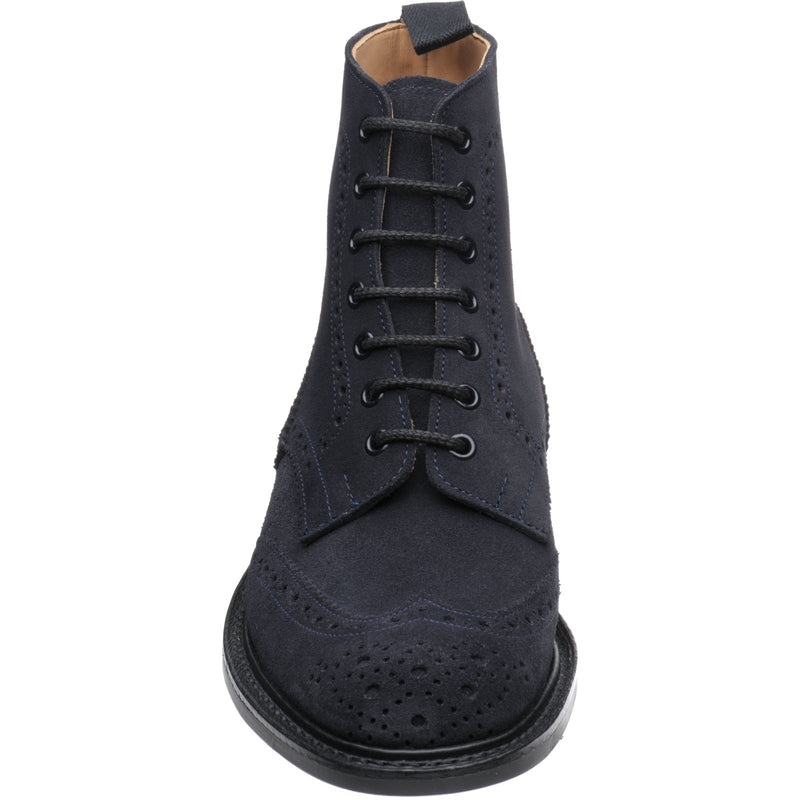 Product image for Trickers Stow (Rubber) mens rubber-soled brogue boots in navy ox reversed