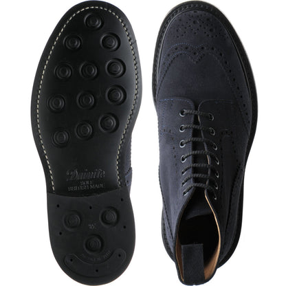 Product image for Trickers Stow (Rubber) mens rubber-soled brogue boots in navy ox reversed