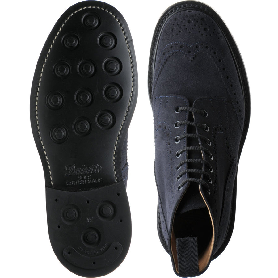 Product image for Trickers Stow (Rubber) mens rubber-soled brogue boots in navy ox reversed
