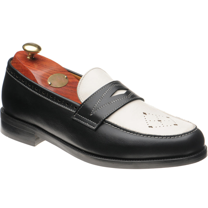 Product image for Wildsmith Model 110 mens two-tone rubber-soled loafers in black and off white calf (second)