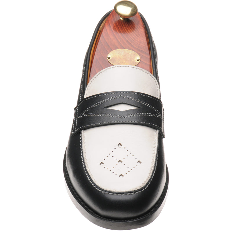 Product image for Wildsmith Model 110 mens two-tone rubber-soled loafers in black and off white calf (second)