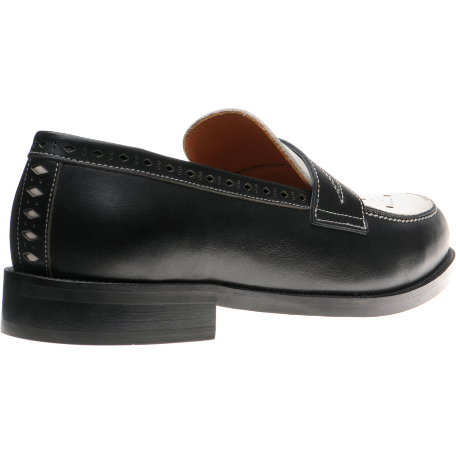 Product image for Wildsmith Model 110 mens two-tone rubber-soled loafers in black and off white calf (second)
