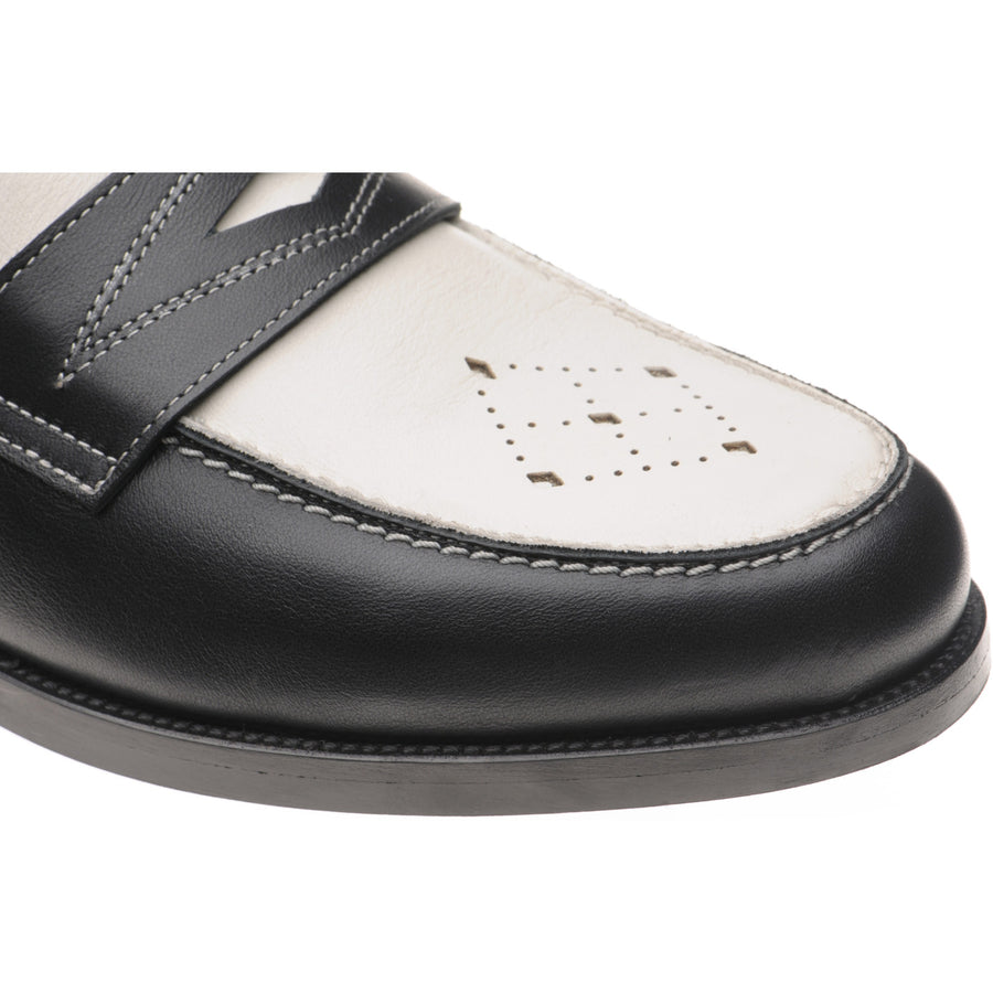 Product image for Wildsmith Model 110 mens two-tone rubber-soled loafers in black and off white calf (second)