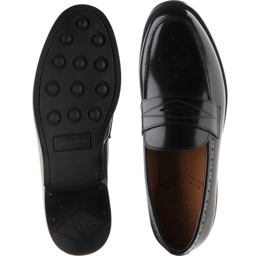 Product image for Wildsmith Model 110 mens two-tone rubber-soled loafers in black polished (second)
