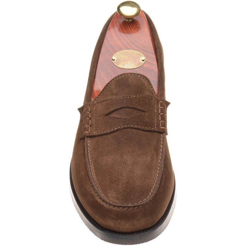 Product image for Wildsmith Model 111 mens rubber-soled loafers in dark brown suede