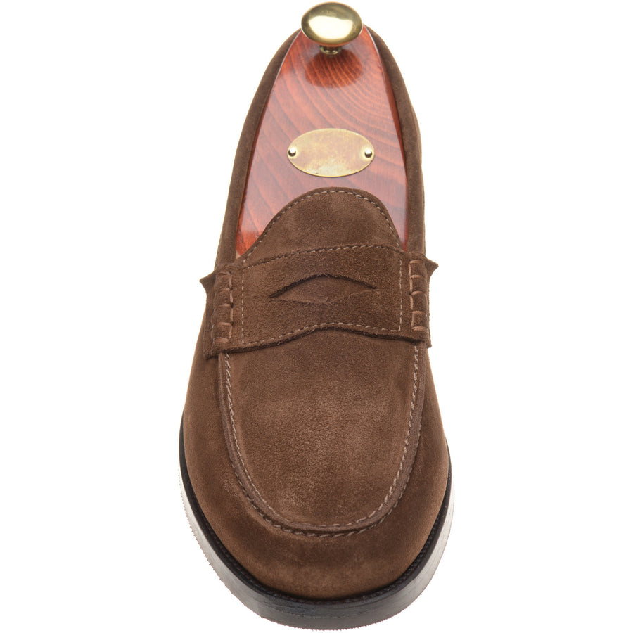 Product image for Wildsmith Model 111 mens rubber-soled loafers in dark brown suede