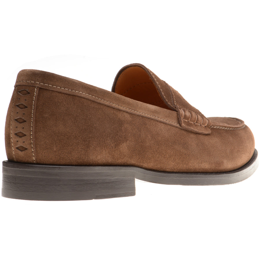 Product image for Wildsmith Model 111 mens rubber-soled loafers in dark brown suede