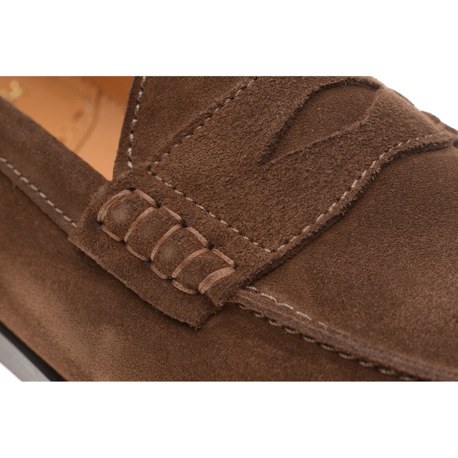 Product image for Wildsmith Model 111 mens rubber-soled loafers in dark brown suede