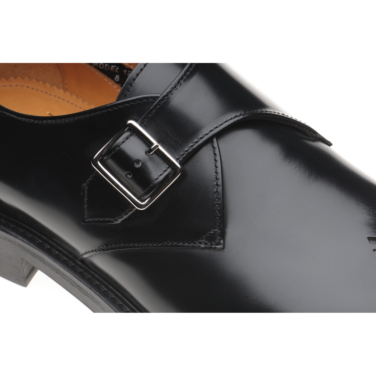 Product image for Wildsmith Model 120 mens rubber-soled monk shoes in black polished (second)