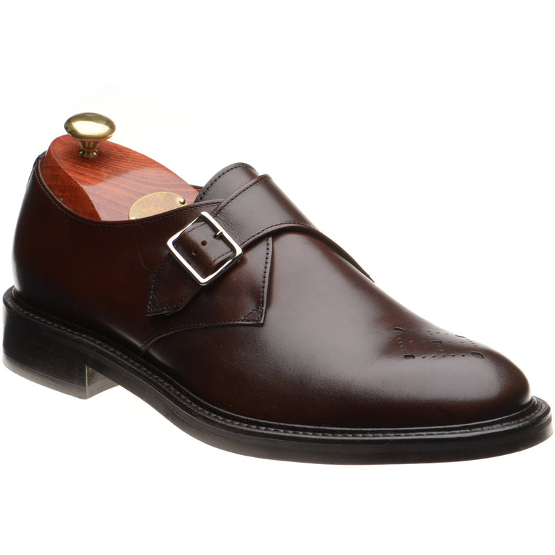 Product image for Wildsmith Model 120 mens rubber-soled monk shoes in dark brown calf