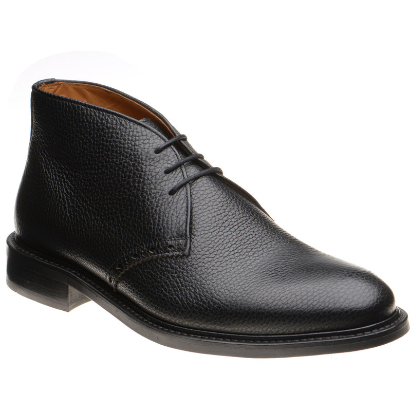 Product image for Wildsmith Model 12 mens rubber-soled Chukka boots in black grain