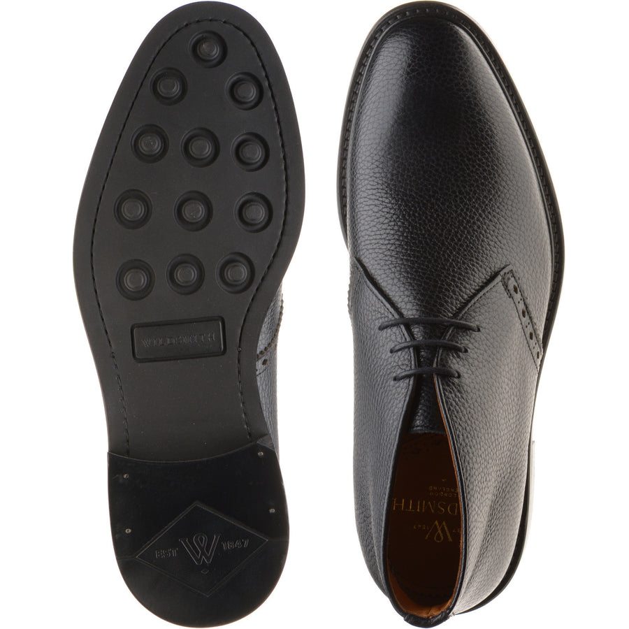 Product image for Wildsmith Model 12 mens rubber-soled Chukka boots in black grain