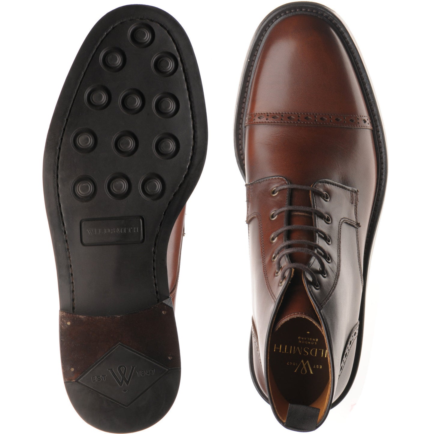 Product image for Wildsmith Model 18 mens rubber-soled boots in cognac calf (second)