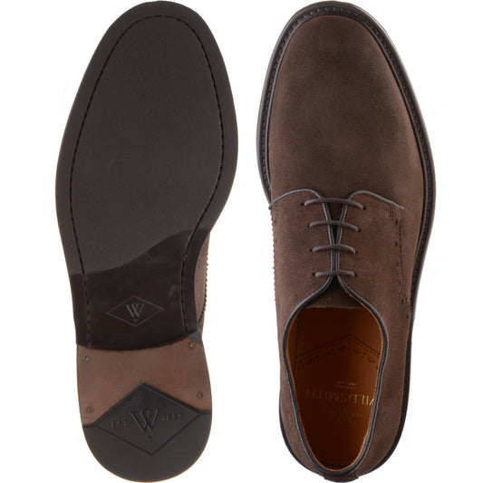 Product image for Wildsmith Model 26 mens rubber-soled Derby shoes in dark brown suede