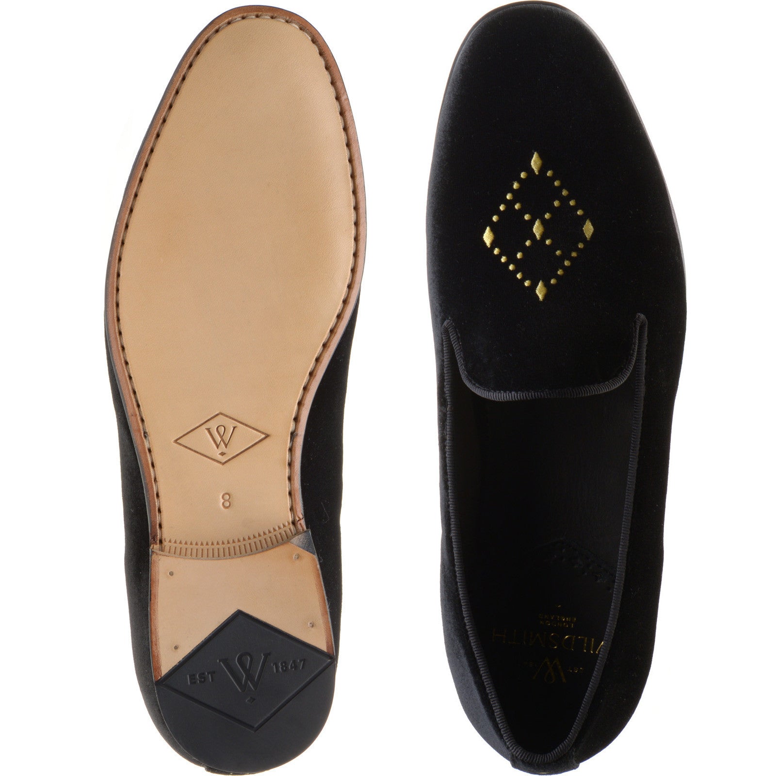 Product image for Wildsmith Model 2 mens house shoes in black velvet (second)