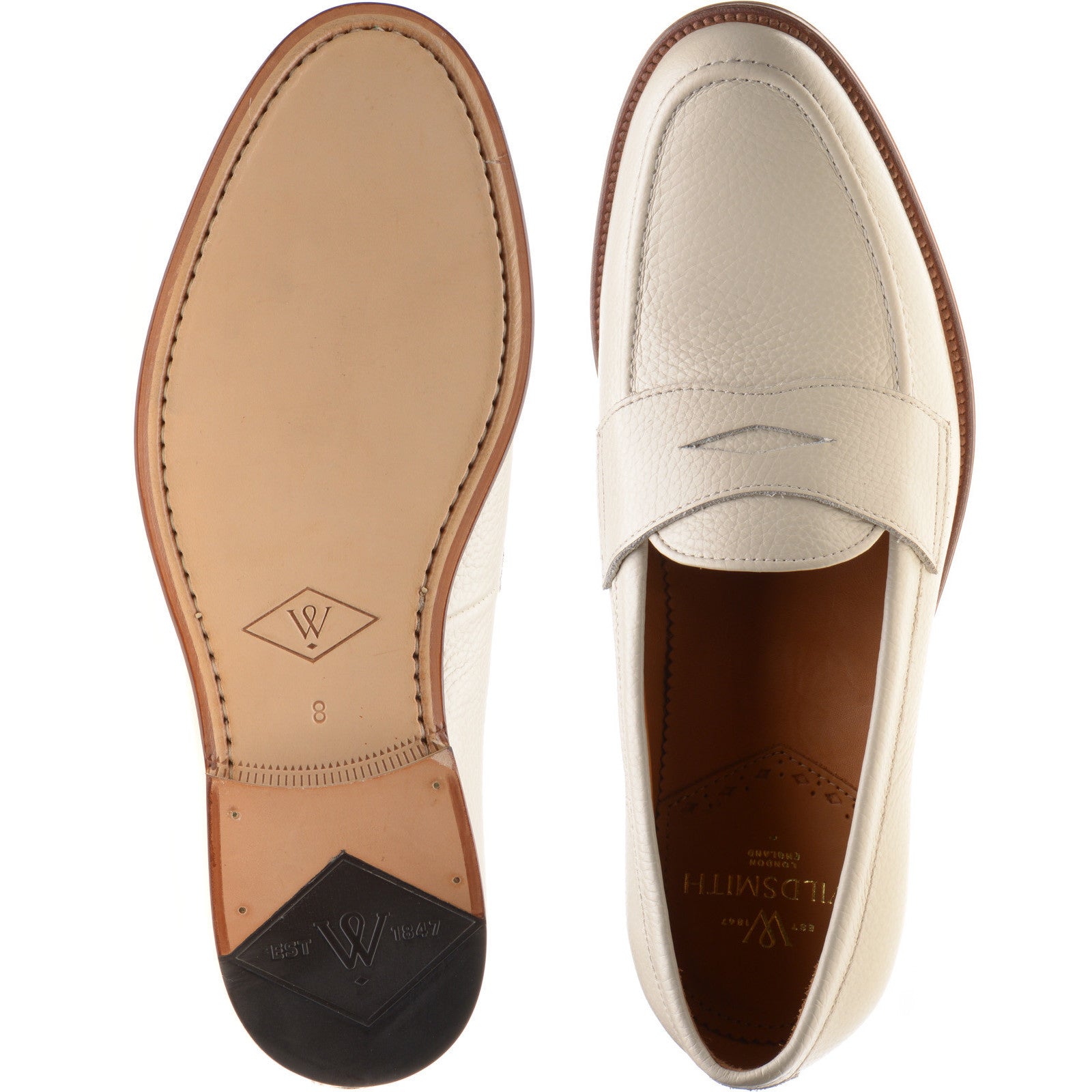 Product image for Wildsmith Model 31 mens loafers in off white grain