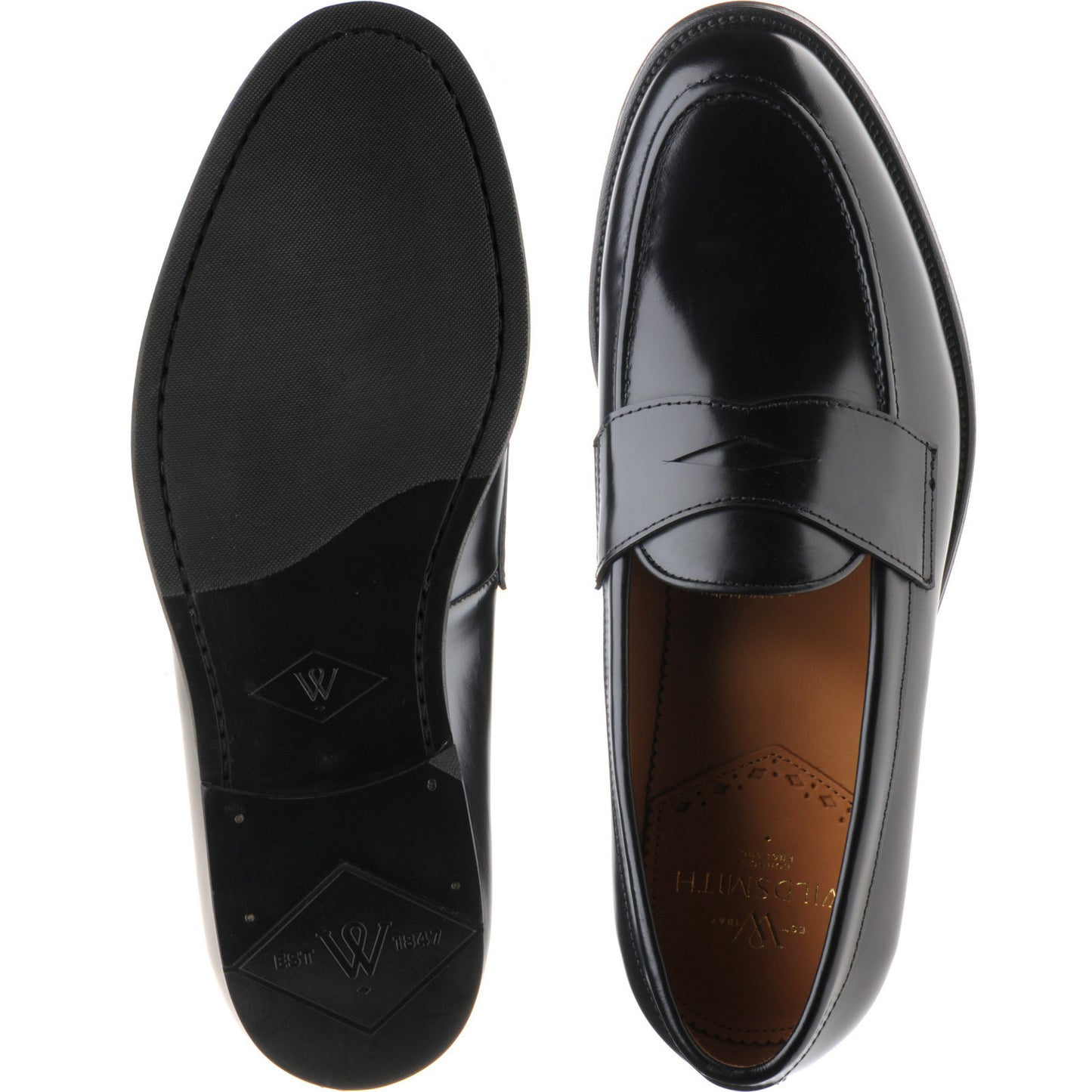 Product image for Wildsmith Model 31 Rubber mens rubber-soled loafers in black polished (second)