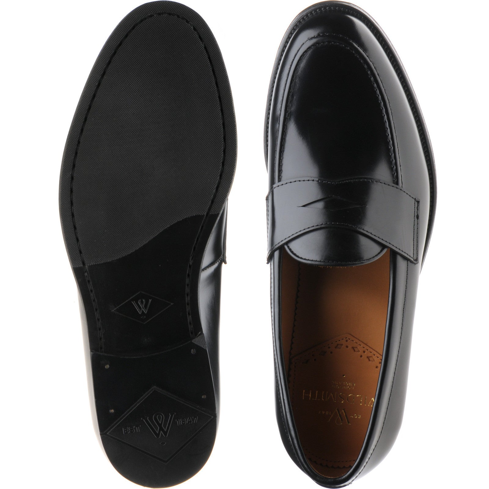 Product image for Wildsmith Model 31 Rubber mens rubber-soled loafers in black polished (second)