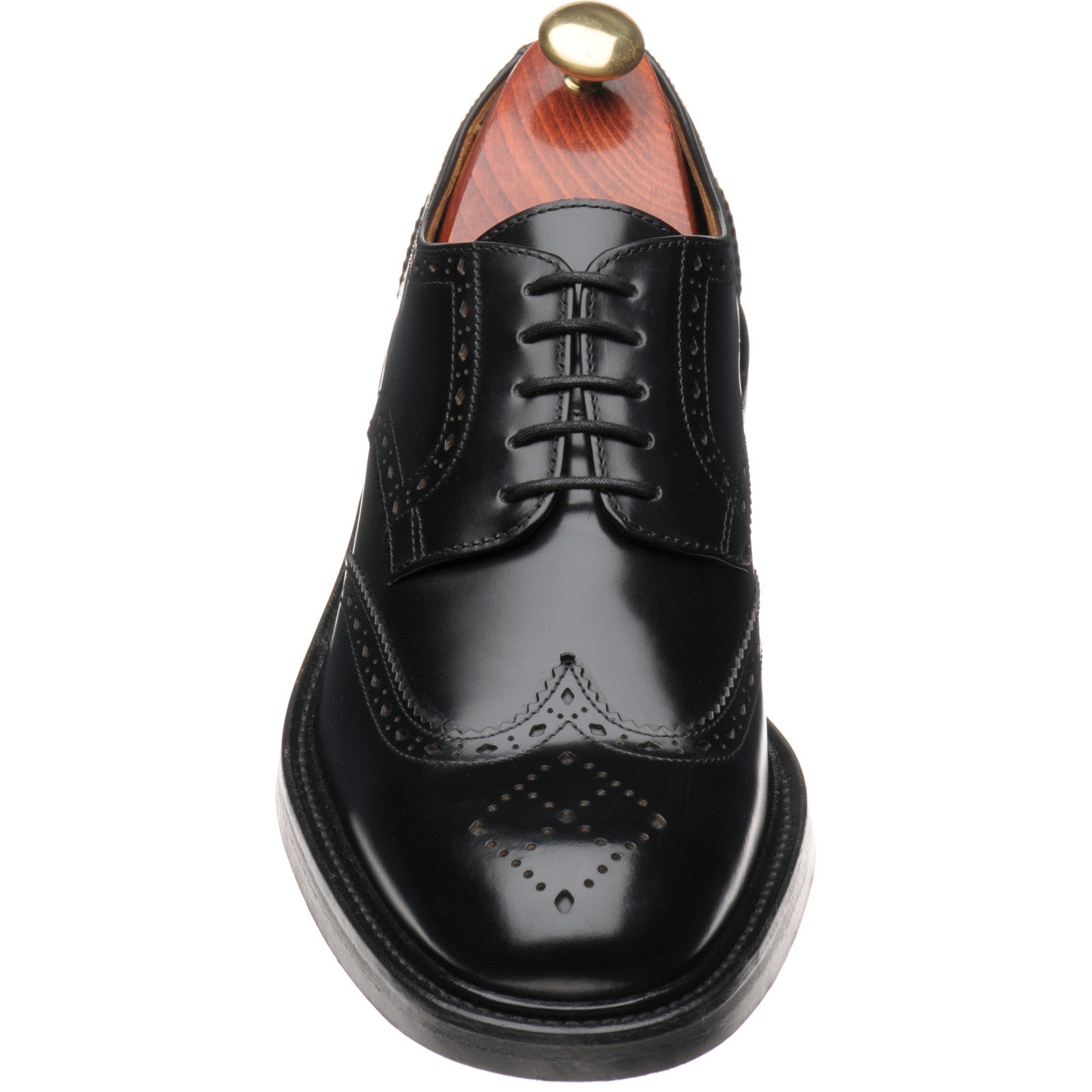 Church Grafton mens brogues in black polished binder – Herring Shoes