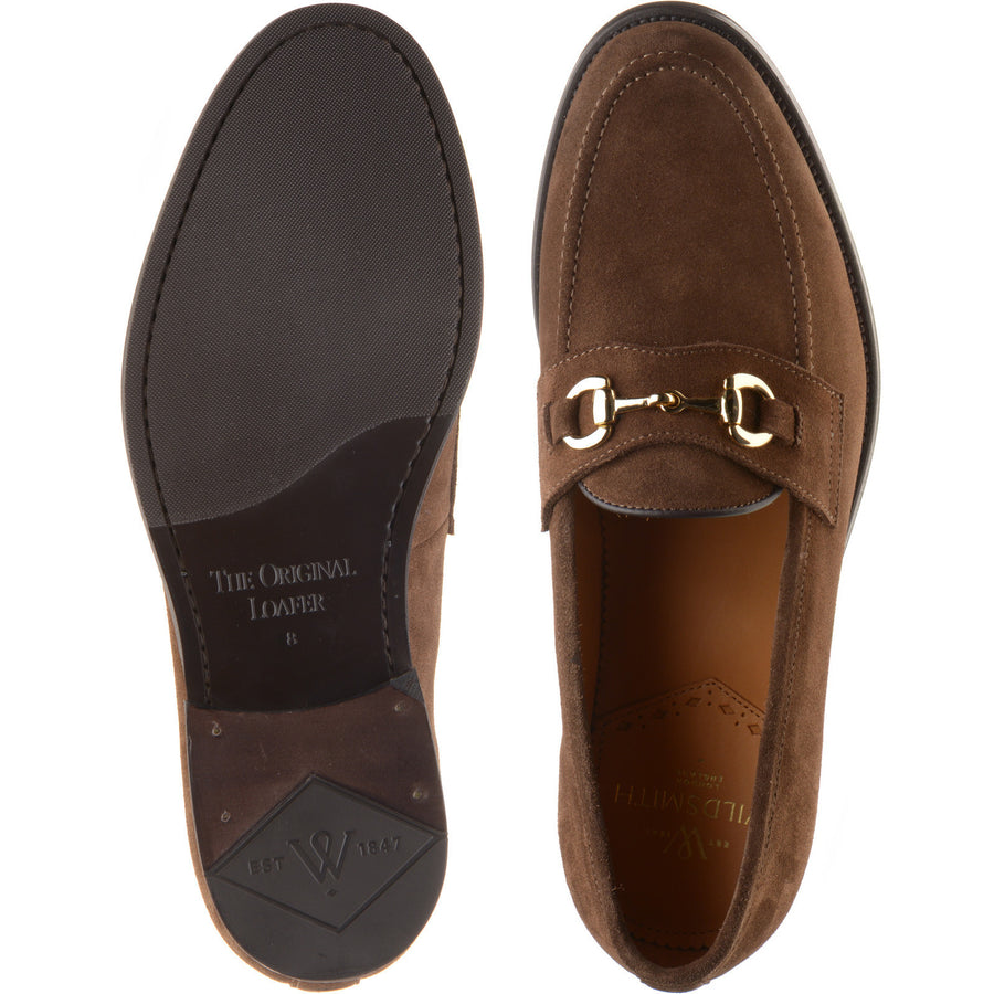 Product image for Wildsmith Model 51 mens rubber-soled loafers in brown suede