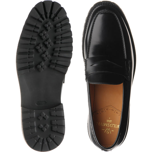 Product image for Wildsmith Model 55 mens rubber-soled loafers in black polished (second)