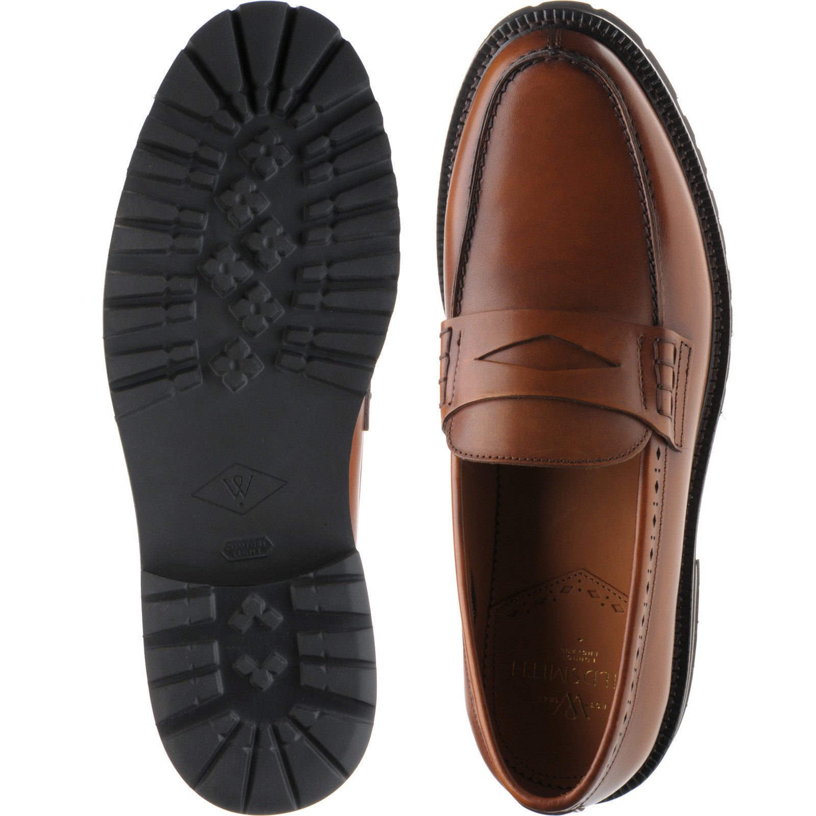 Product image for Wildsmith Model 55 mens rubber-soled loafers in british tan calf