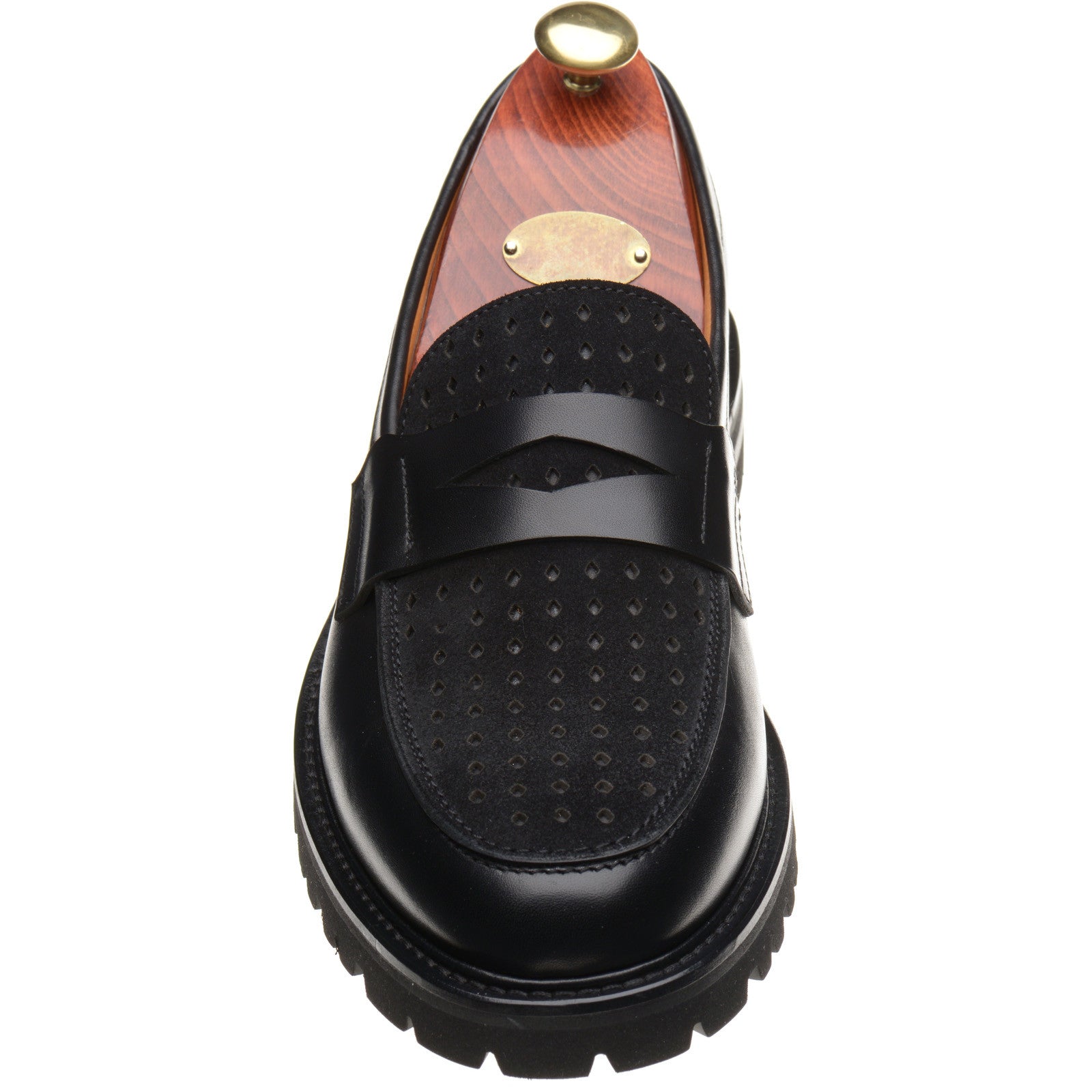 Product image for Wildsmith Model 55D mens two-tone rubber-soled loafers in black calf