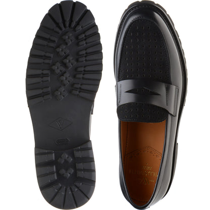 Product image for Wildsmith Model 55D mens two-tone rubber-soled loafers in black calf