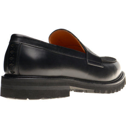 Product image for Wildsmith Model 55D mens two-tone rubber-soled loafers in black calf