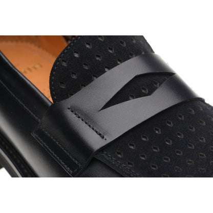 Product image for Wildsmith Model 55D mens two-tone rubber-soled loafers in black calf