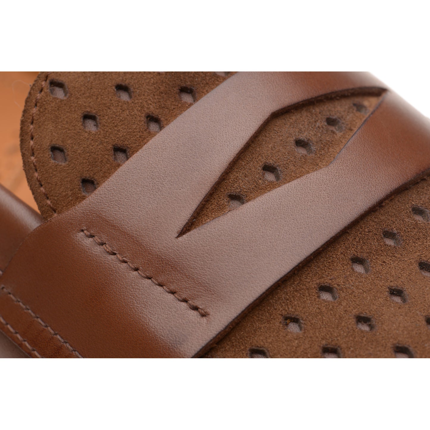 Product image for Wildsmith Model 55D mens two-tone rubber-soled loafers in cognac calf