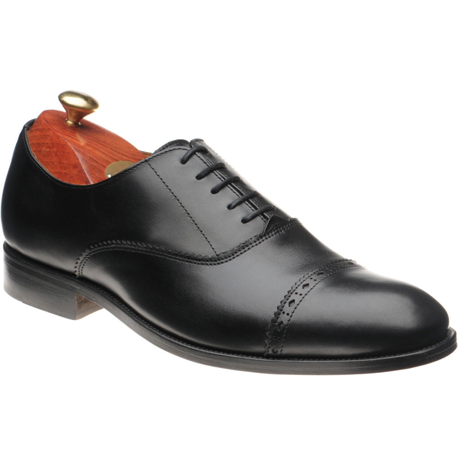 Cheaney Wilfred mens semi-brogues in black calf – Herring Shoes