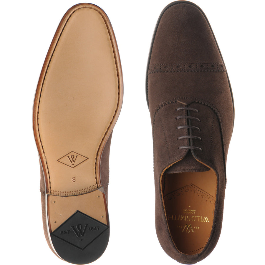 Product image for Wildsmith Model 65 mens semi-brogues in dark brown suede (second)