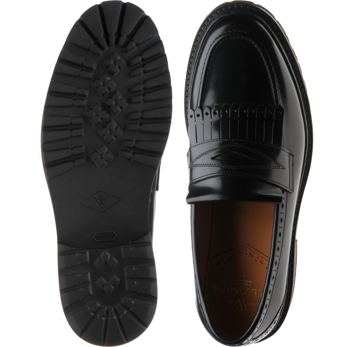 Product image for Wildsmith Model 80 mens rubber-soled loafers in black polished