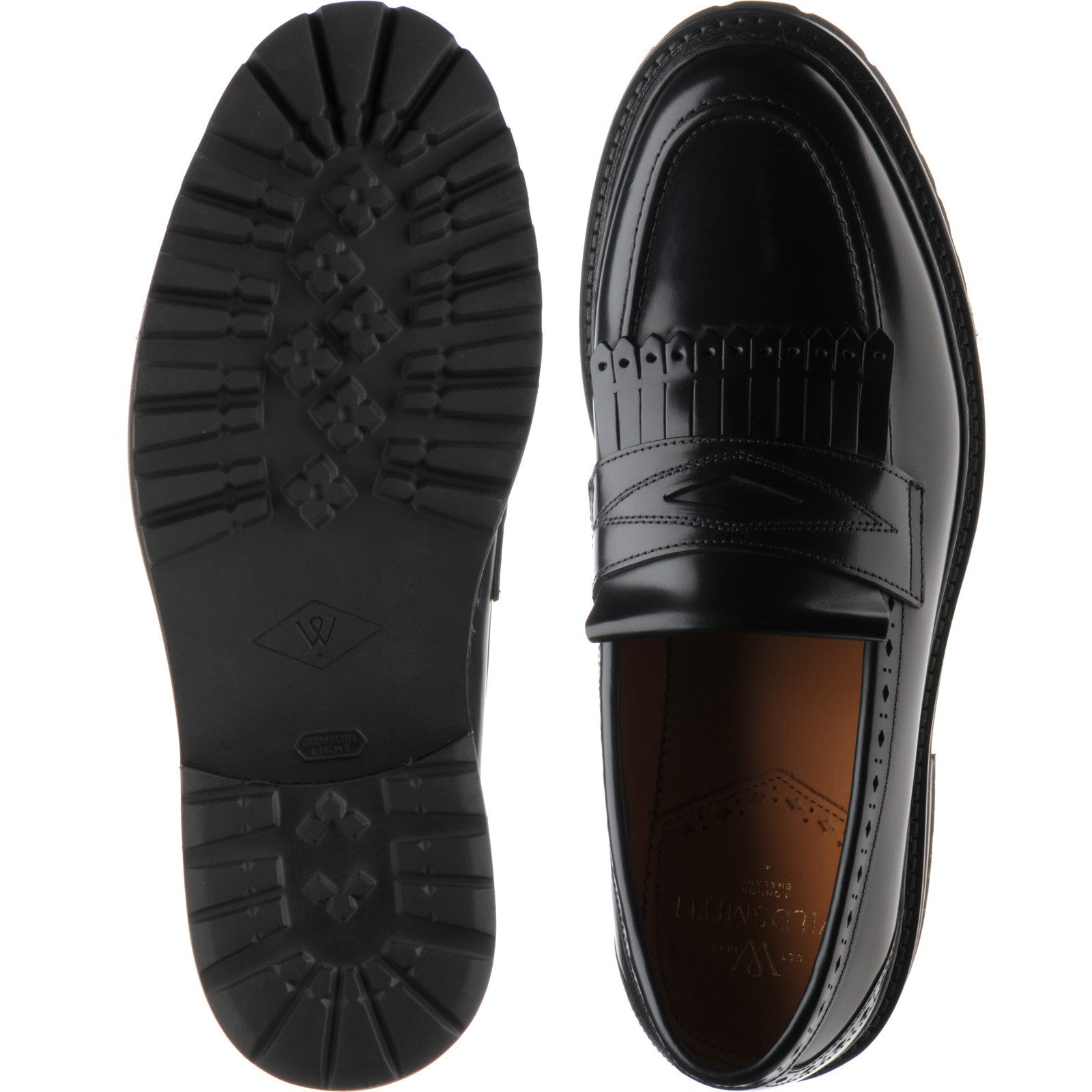Product image for Wildsmith Model 80 mens rubber-soled loafers in black polished