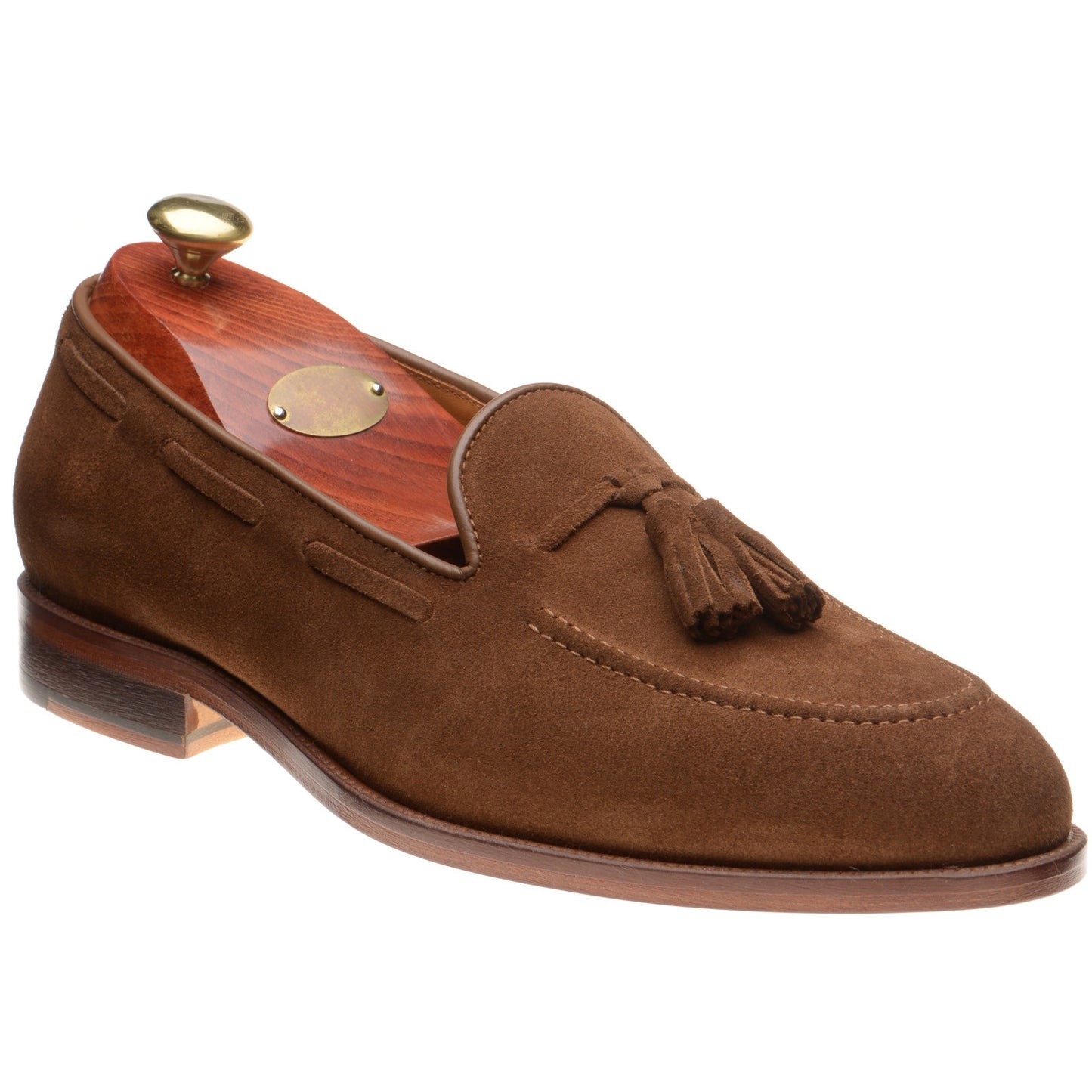 Product image for Wildsmith Model 82 mens tasselled loafers in dark tan suede