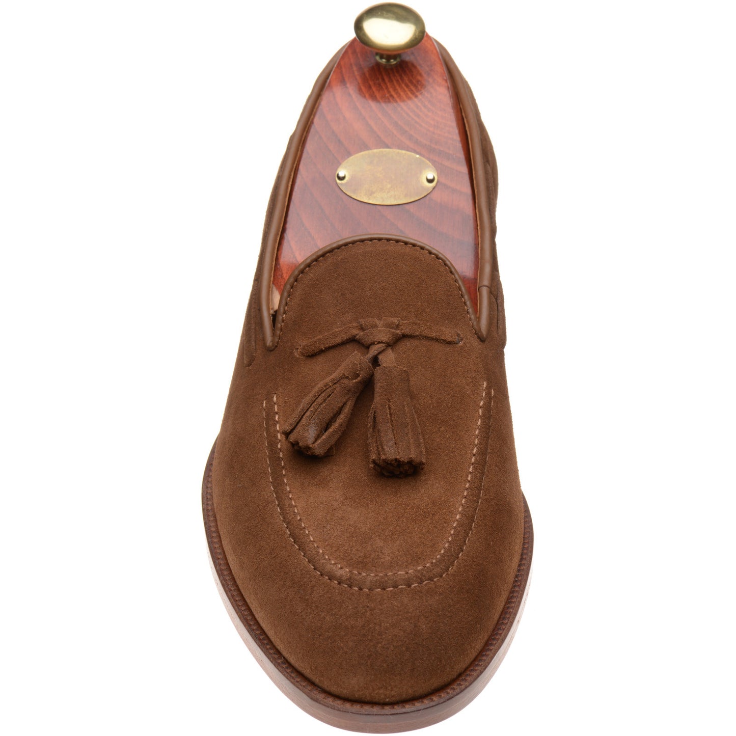Product image for Wildsmith Model 82 mens tasselled loafers in dark tan suede