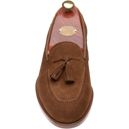 Product image for Wildsmith Model 82 mens tasselled loafers in dark tan suede