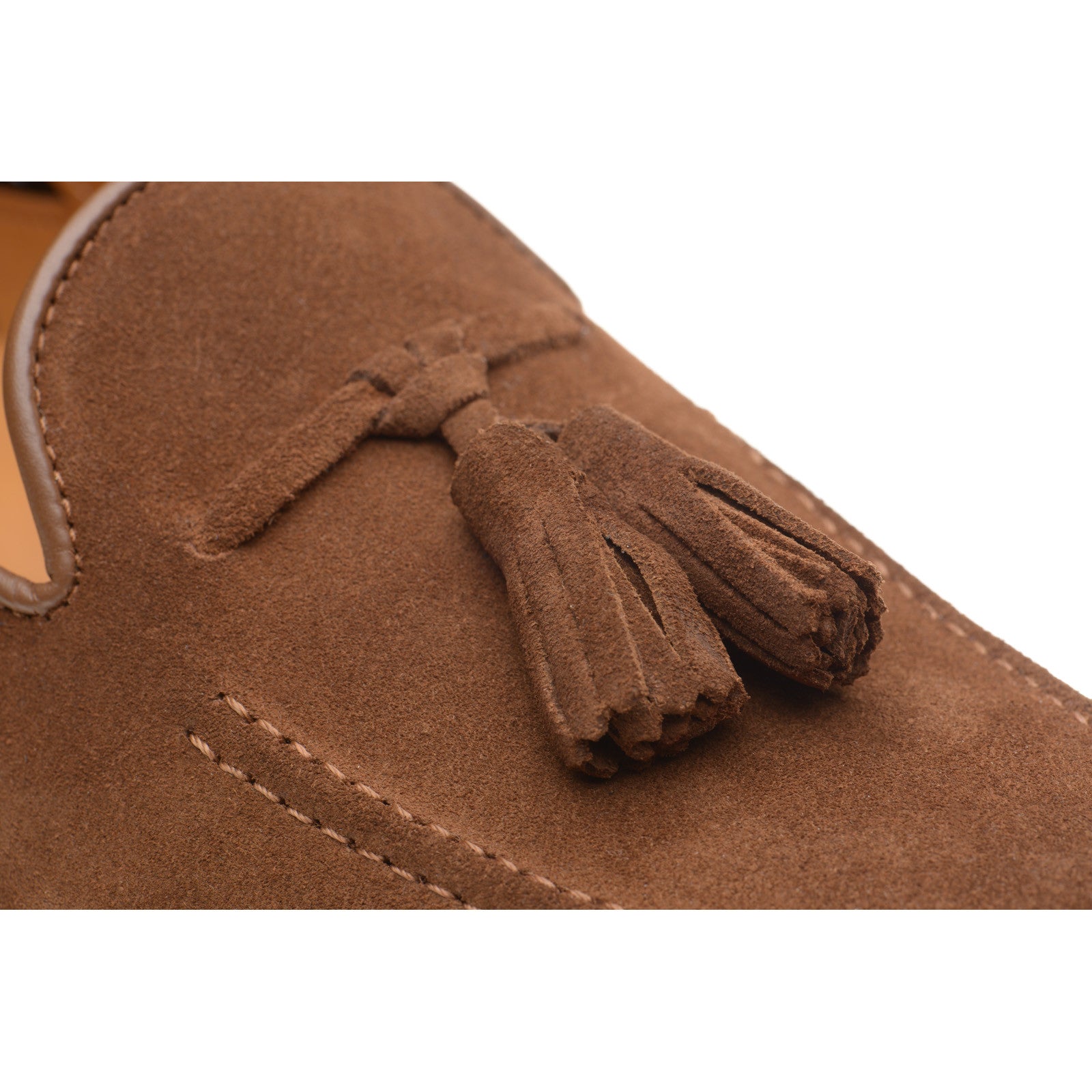 Product image for Wildsmith Model 82 mens tasselled loafers in dark tan suede