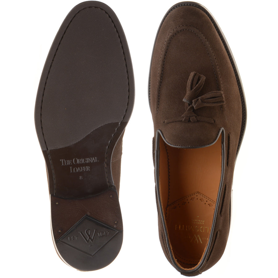 Product image for Wildsmith Model 82 Rubber mens rubber-soled loafers in dark brown suede