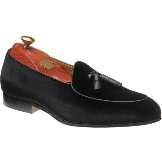 Product image for Wildsmith Model 88 mens tasselled loafers in black velvet (second)