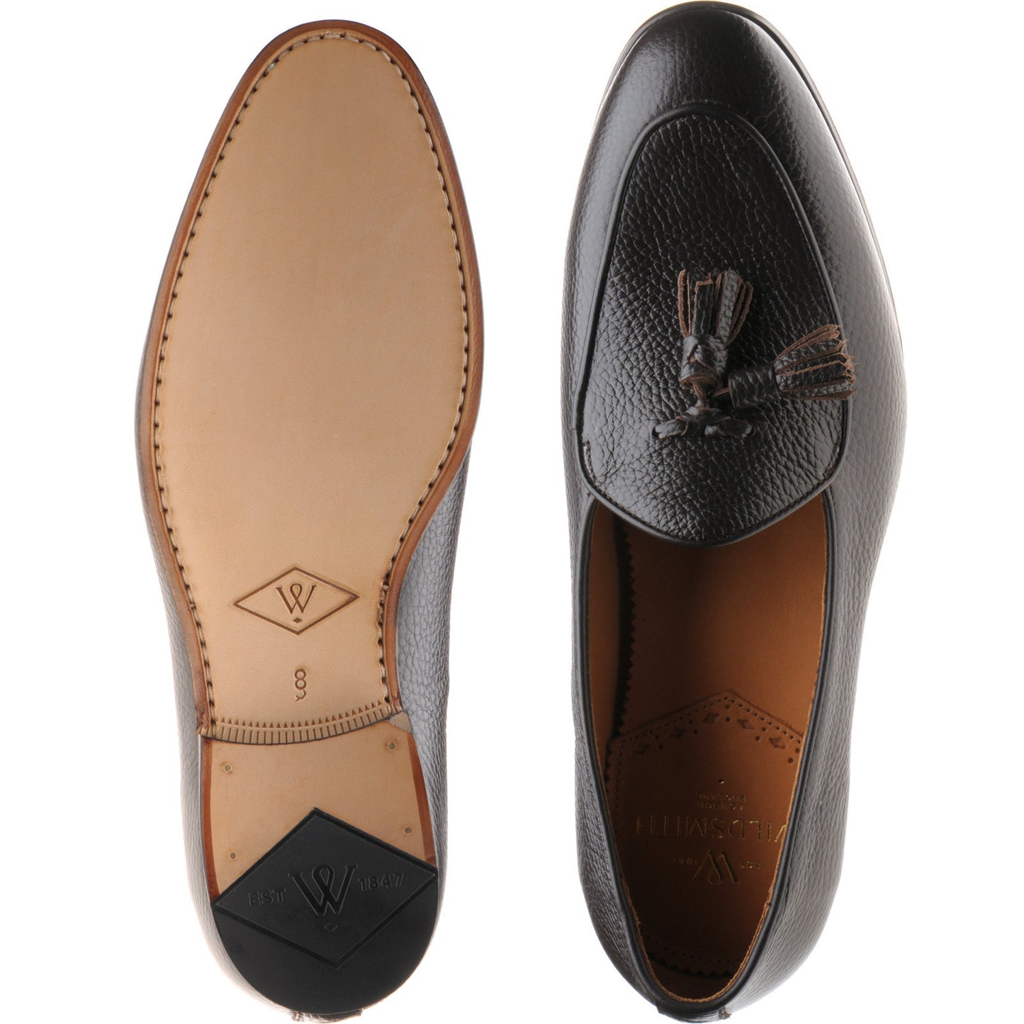Product image for Wildsmith Model 88 mens tasselled loafers in brown grain (second)