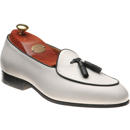 Product image for Wildsmith Model 88 mens tasselled loafers in off white and black calf