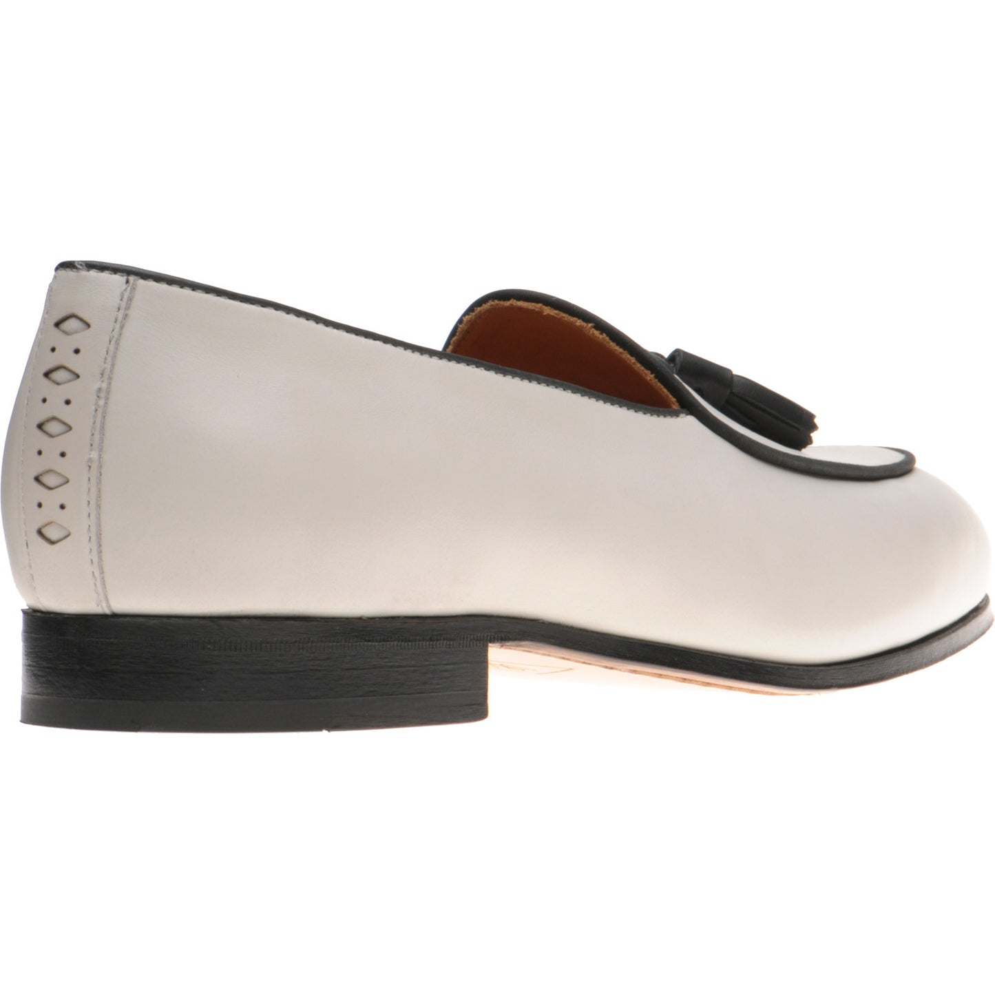 Product image for Wildsmith Model 88 mens tasselled loafers in off white and black calf