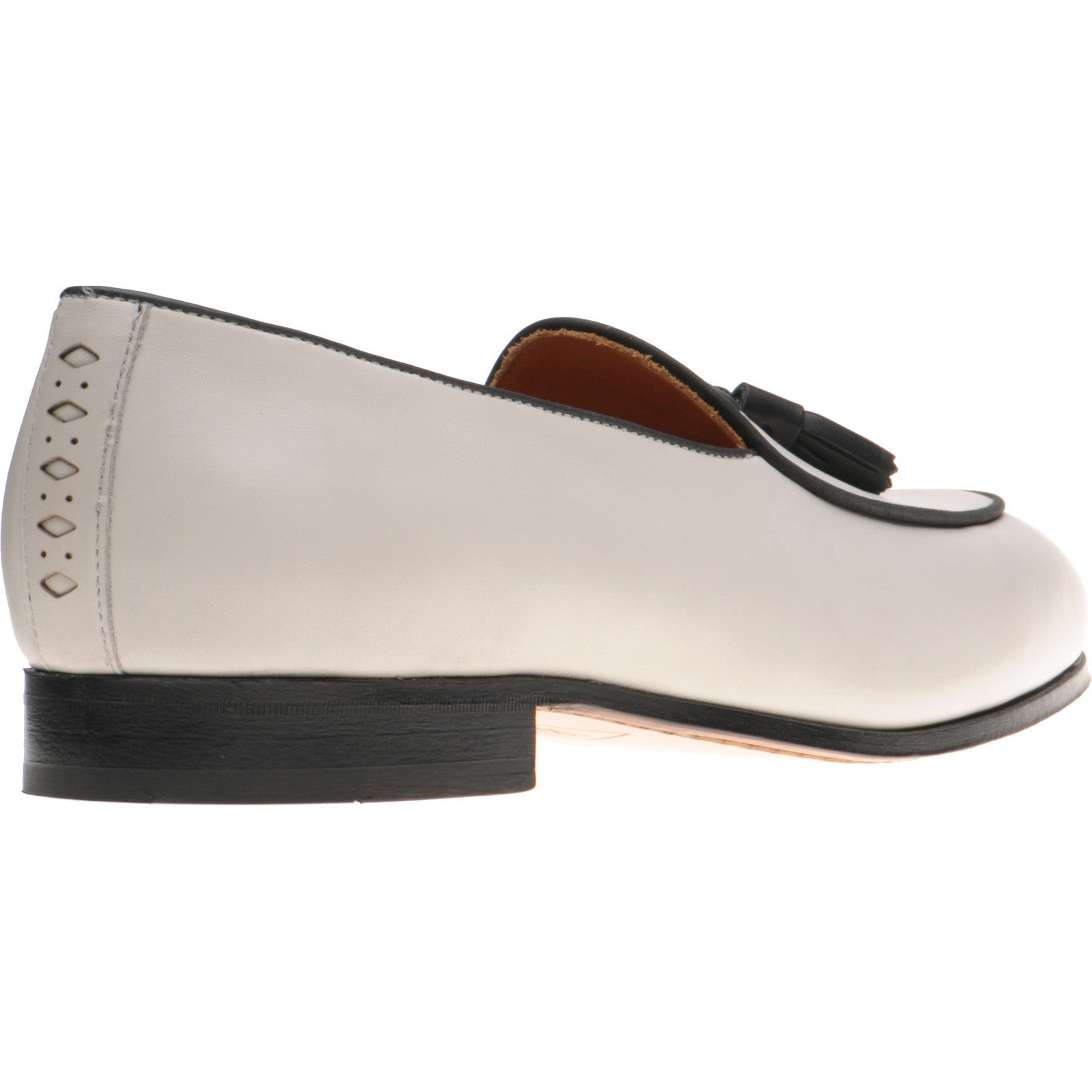 Product image for Wildsmith Model 88 mens tasselled loafers in off white and black calf
