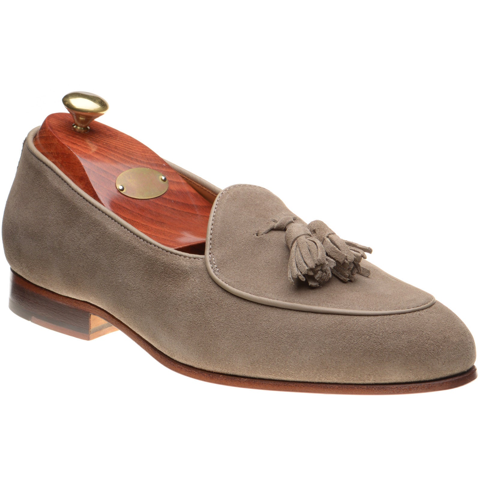 Product image for Wildsmith Model 88 mens tasselled loafers in taupe suede