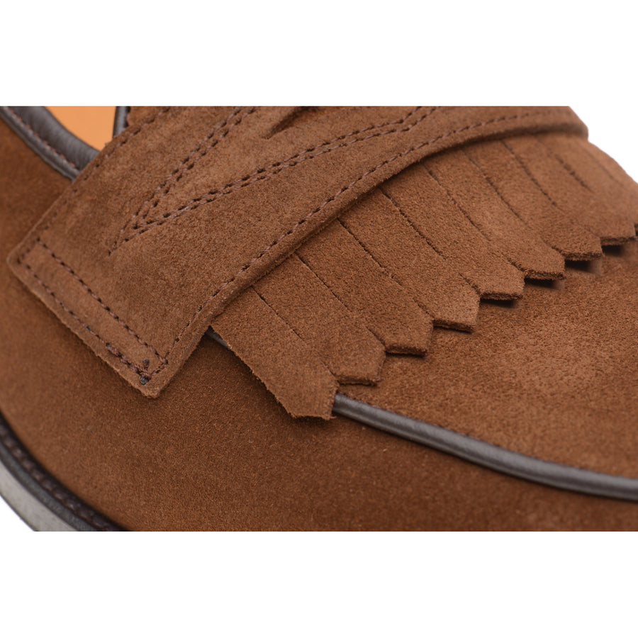 Product image for Wildsmith Model 8 mens loafers in dark tan suede