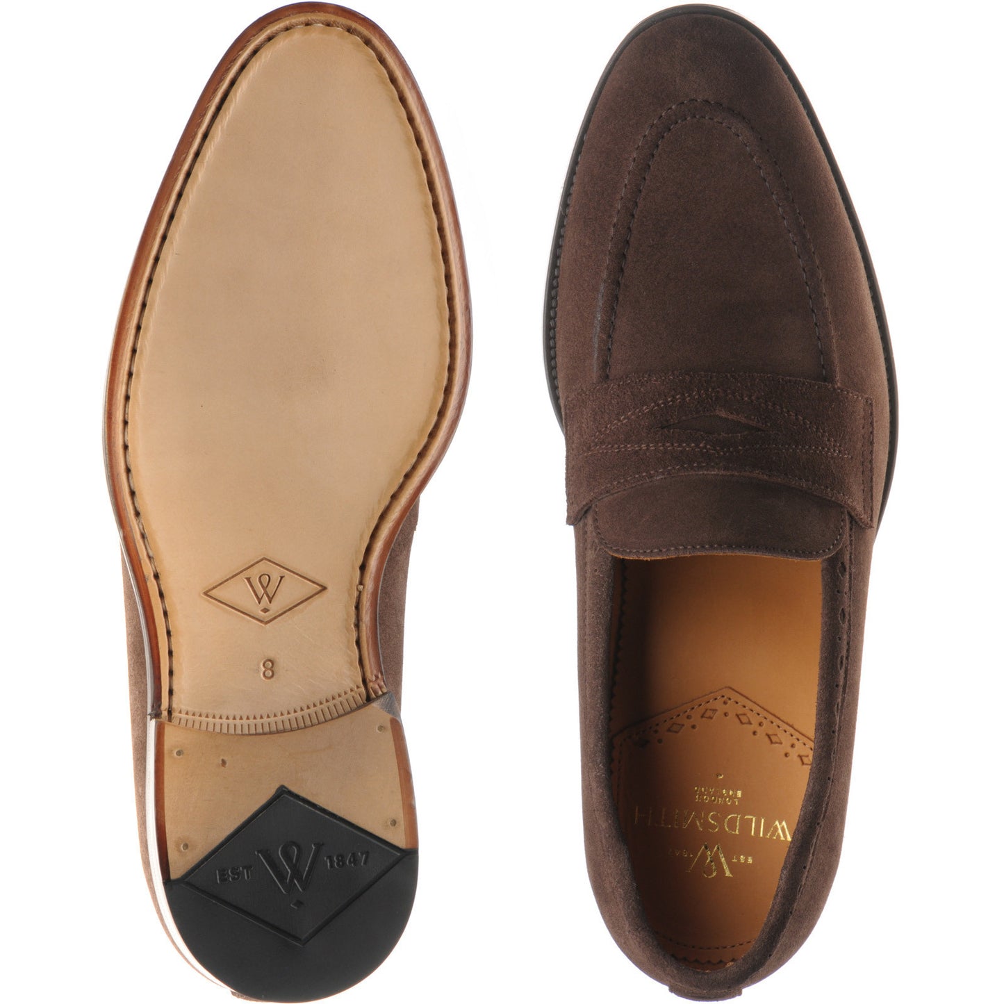 Product image for Wildsmith Model 98 mens loafers in dark brown suede